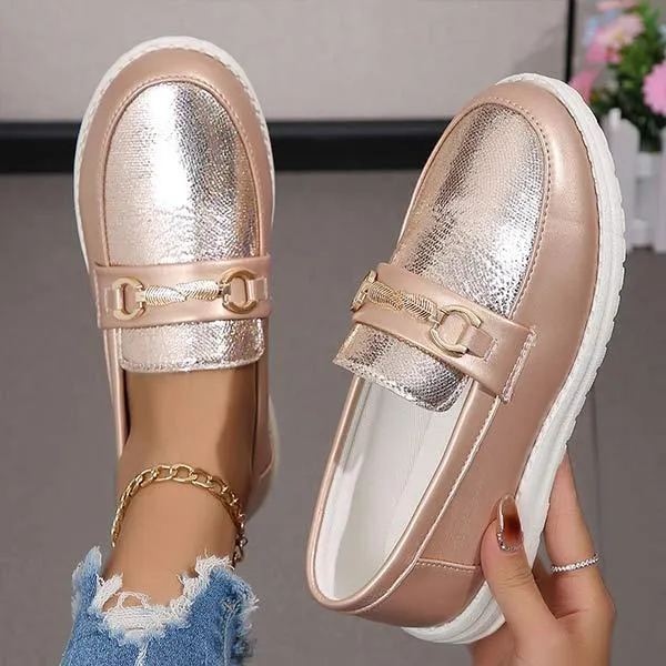 Women's Flats with Metallic Chain Detai 38805059C