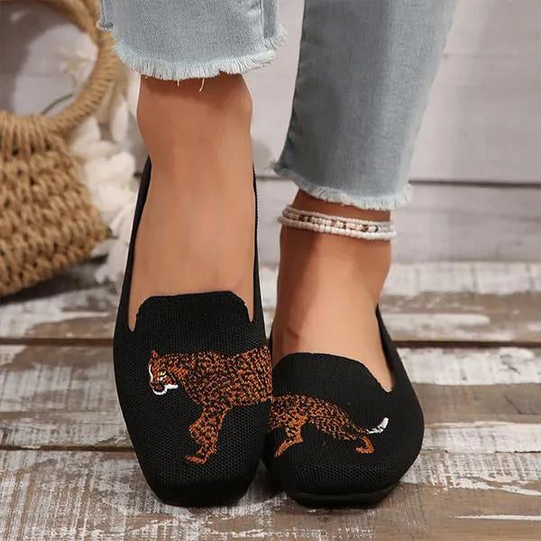 Women's Knitted Tiger Slip-On Casual Flats 99769031S