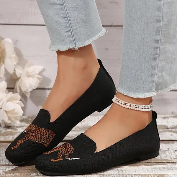 Women's Knitted Tiger Slip-On Casual Flats 99769031S