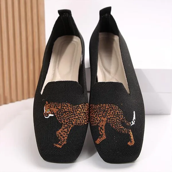 Women's Knitted Tiger Slip-On Casual Flats 99769031S
