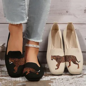 Women's Knitted Tiger Slip-On Casual Flats 99769031S