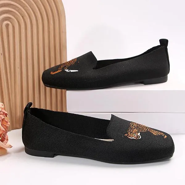 Women's Knitted Tiger Slip-On Casual Flats 99769031S