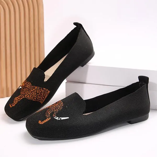 Women's Knitted Tiger Slip-On Casual Flats 99769031S