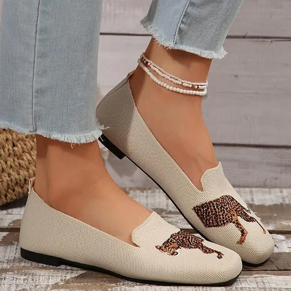 Women's Knitted Tiger Slip-On Casual Flats 99769031S