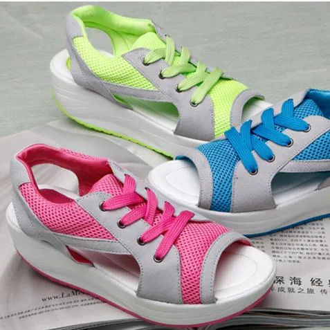 Women's mesh platform sneakers sandals soft comfy walking slip on sandals