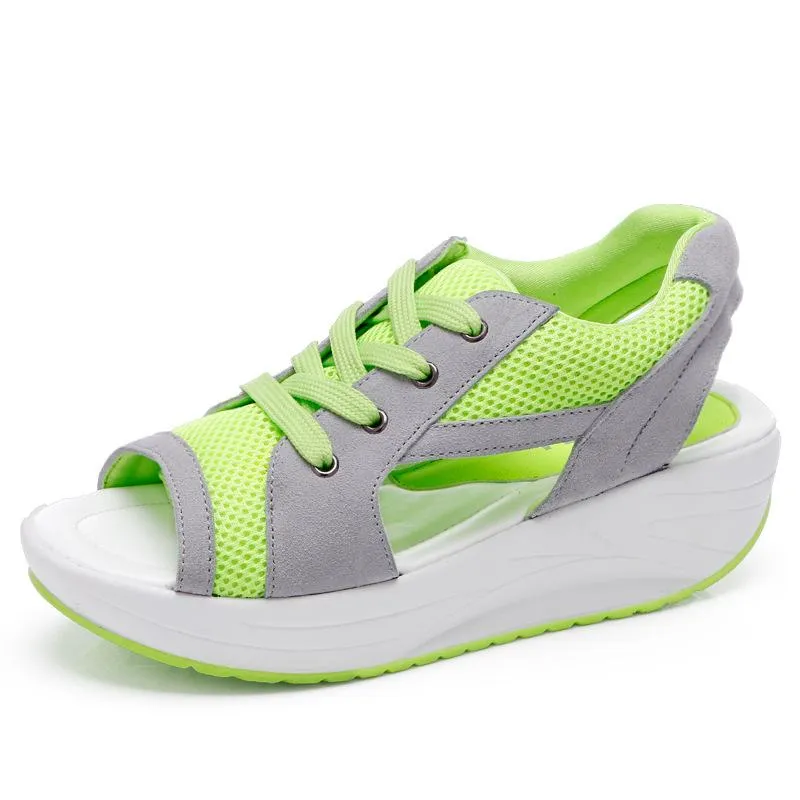 Women's mesh platform sneakers sandals soft comfy walking slip on sandals