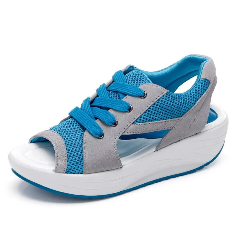 Women's mesh platform sneakers sandals soft comfy walking slip on sandals