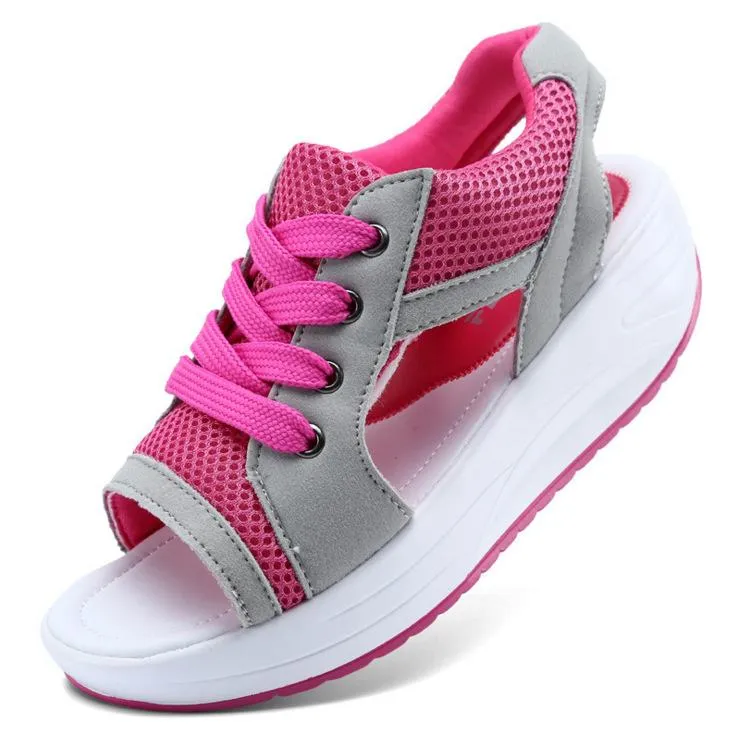 Women's mesh platform sneakers sandals soft comfy walking slip on sandals
