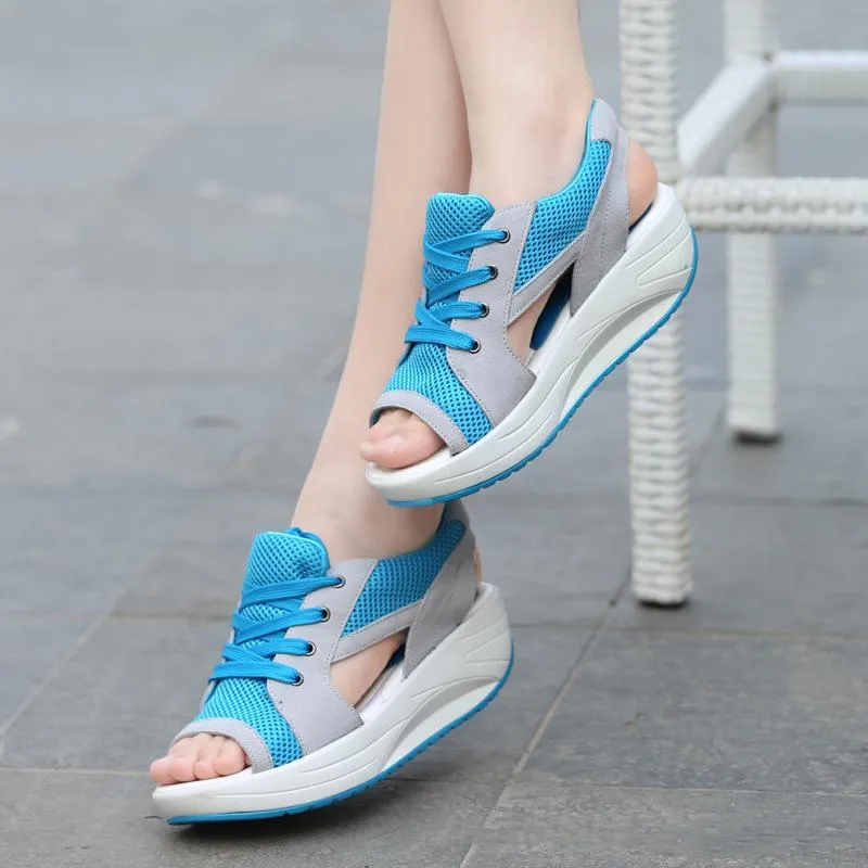 Women's mesh platform sneakers sandals soft comfy walking slip on sandals