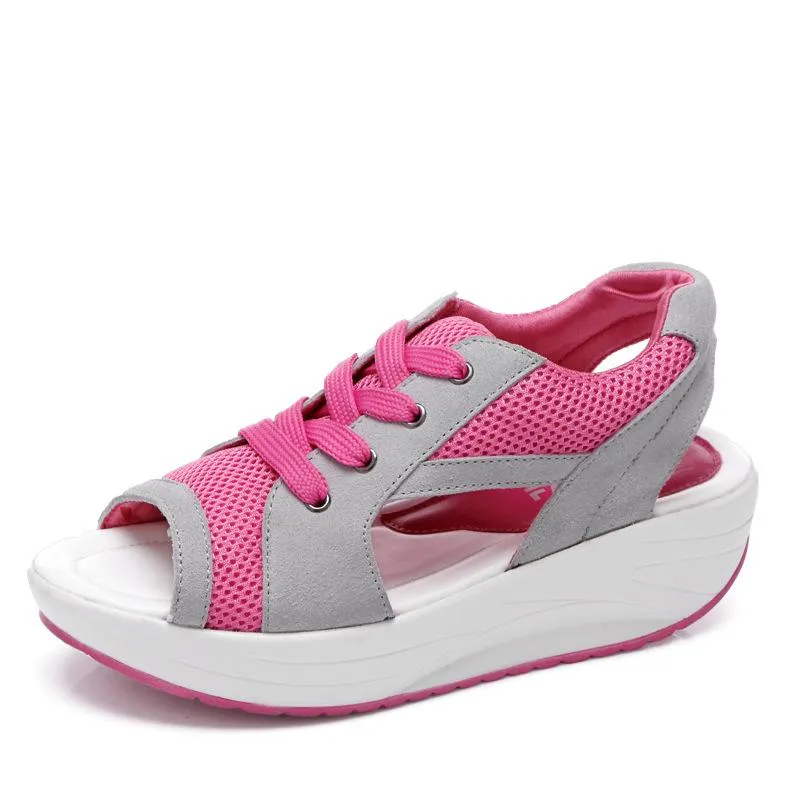 Women's mesh platform sneakers sandals soft comfy walking slip on sandals