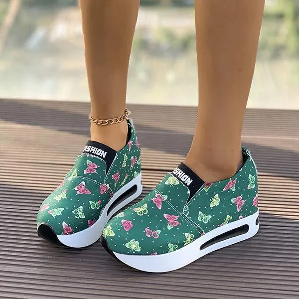 Women's Round-Toe Slip-On Platform Casual Shoes 58316216C