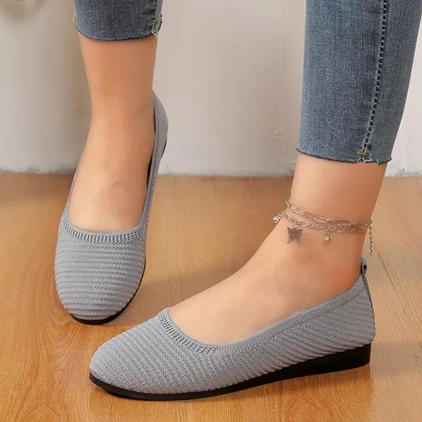 Women's Slip-On Shallow-Mouth Knitted All-Match Flats 38066777S