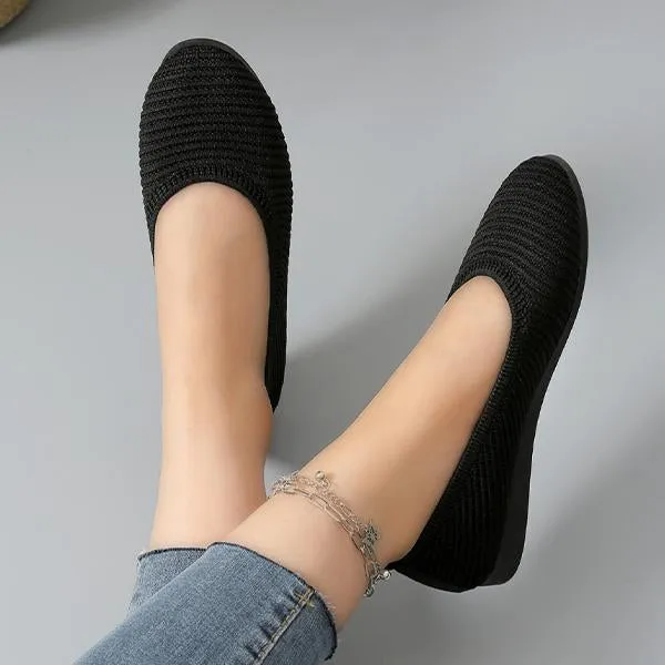 Women's Slip-On Shallow-Mouth Knitted All-Match Flats 38066777S