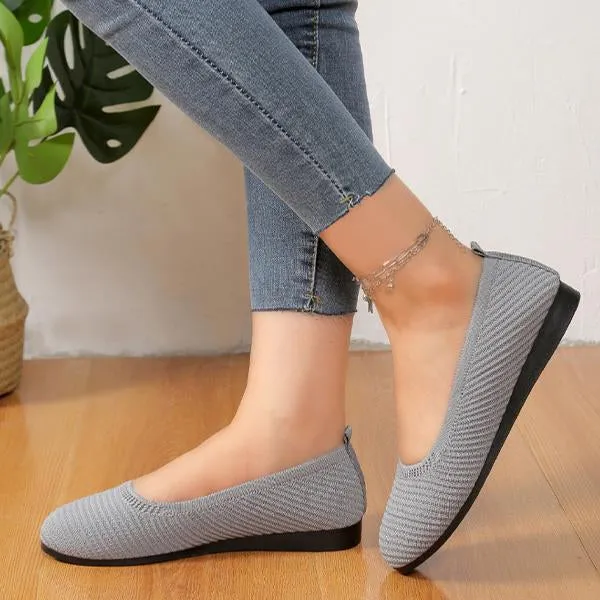 Women's Slip-On Shallow-Mouth Knitted All-Match Flats 38066777S