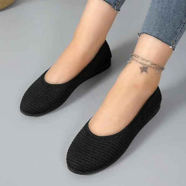 Women's Slip-On Shallow-Mouth Knitted All-Match Flats 38066777S