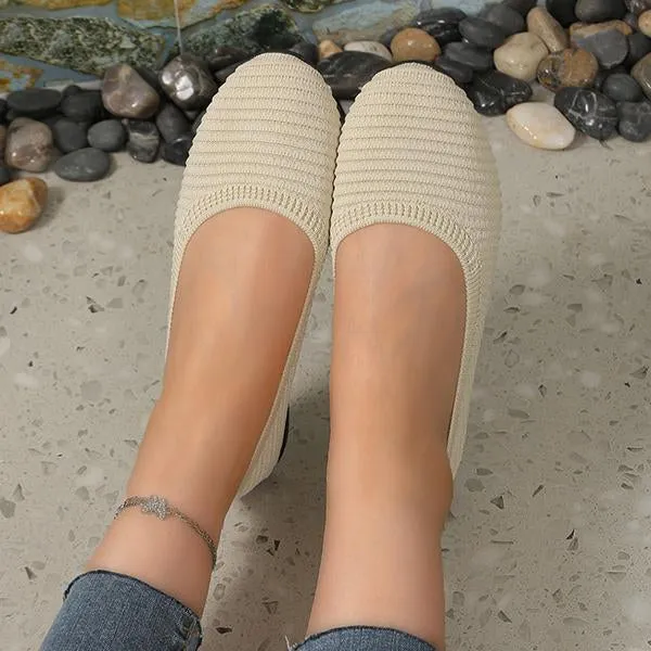 Women's Slip-On Shallow-Mouth Knitted All-Match Flats 38066777S