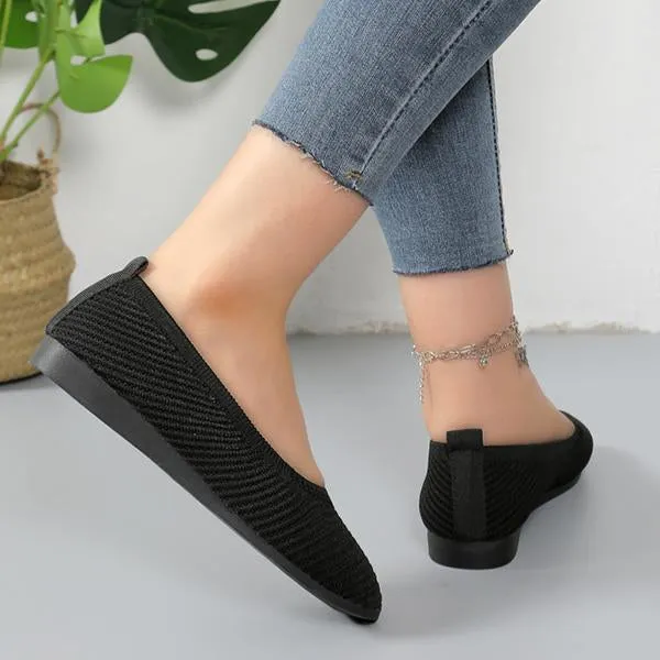 Women's Slip-On Shallow-Mouth Knitted All-Match Flats 38066777S