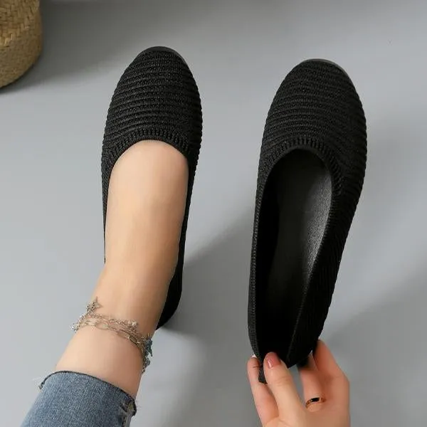 Women's Slip-On Shallow-Mouth Knitted All-Match Flats 38066777S