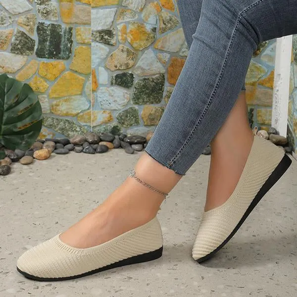 Women's Slip-On Shallow-Mouth Knitted All-Match Flats 38066777S