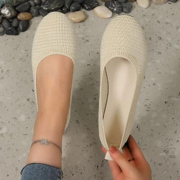 Women's Slip-On Shallow-Mouth Knitted All-Match Flats 38066777S